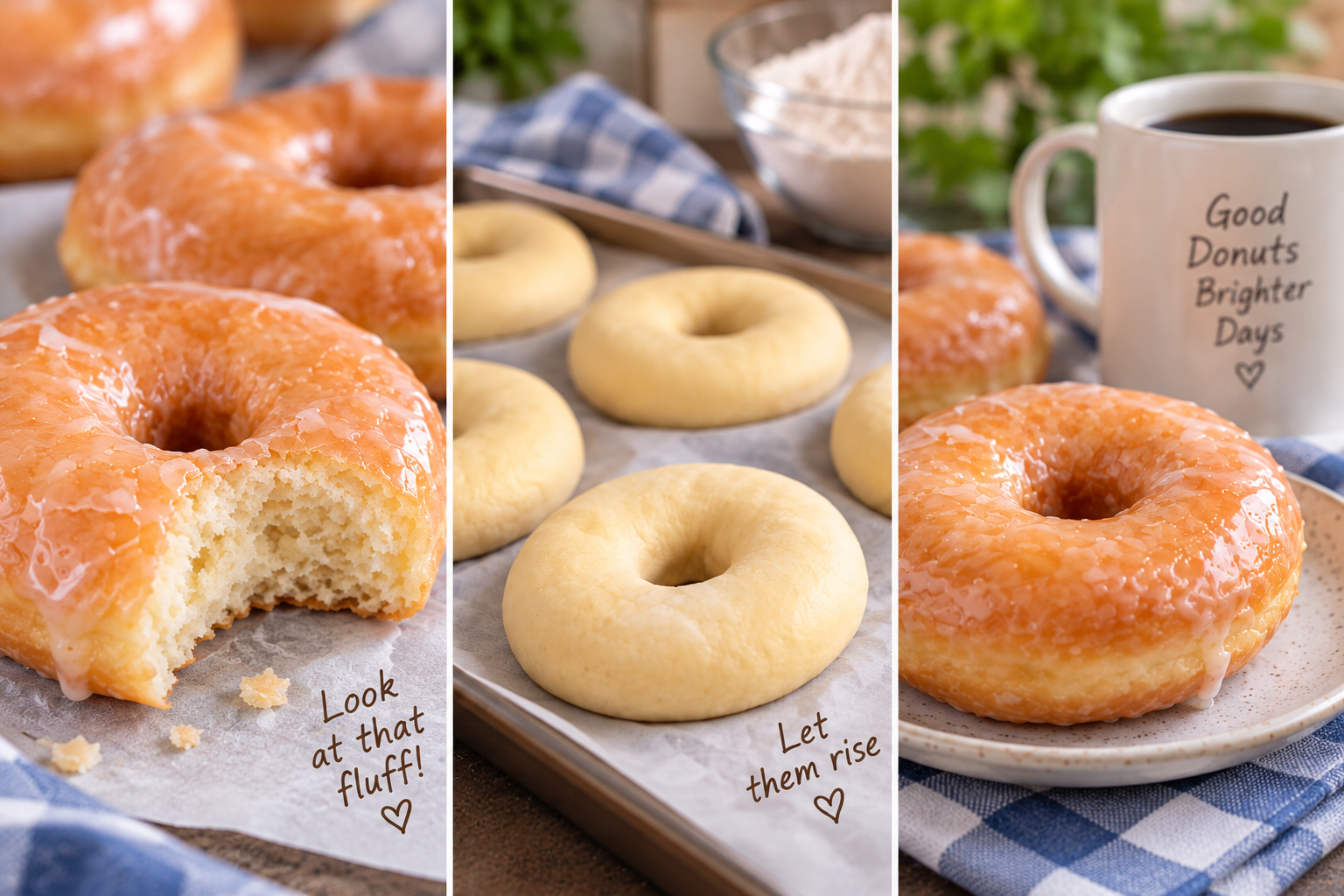 Yeast raised donuts with a cup of coffee